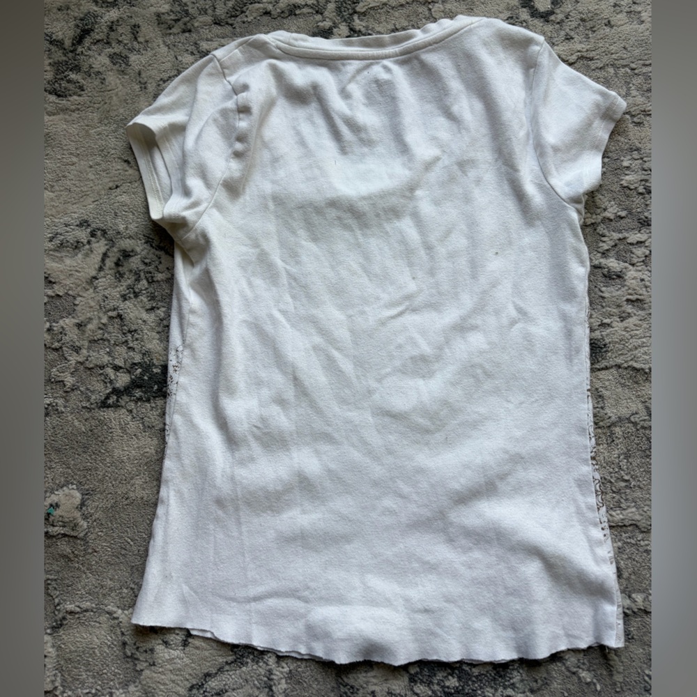 a.n.a White Tee with Beige Floral Detail - Picture 2 of 4